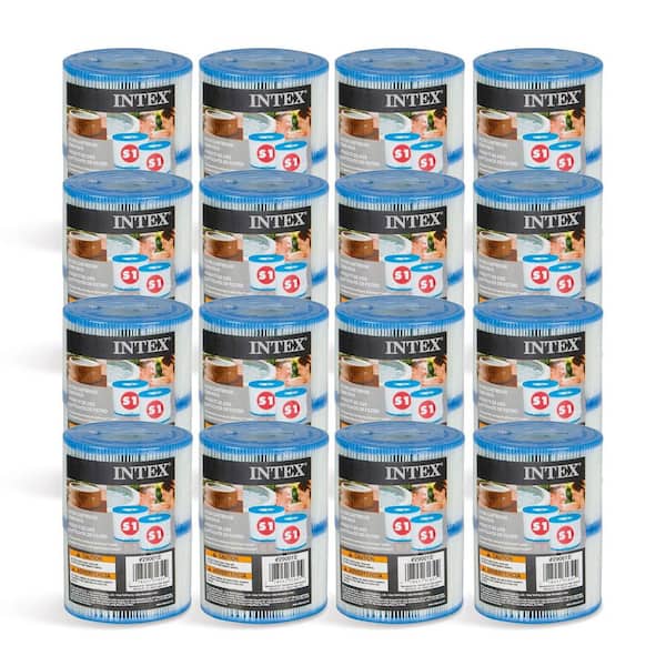 Intex PureSpa Type S1 Pool Filter Replacement Cartridges (2 Filters) (16-Pack)