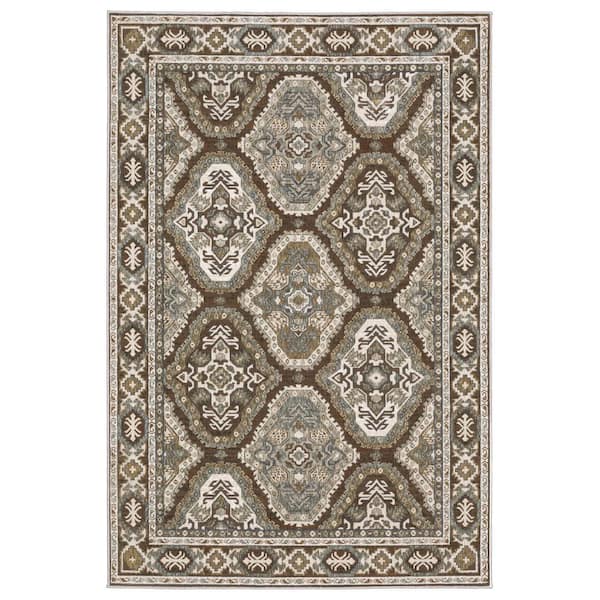 7 ft. x 10 ft. Blue And Gray Medallion Area Rug