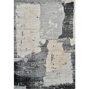 Nomad Black Beige 4 ft. x 6 ft. Modern Abstract Indoor Area Rug