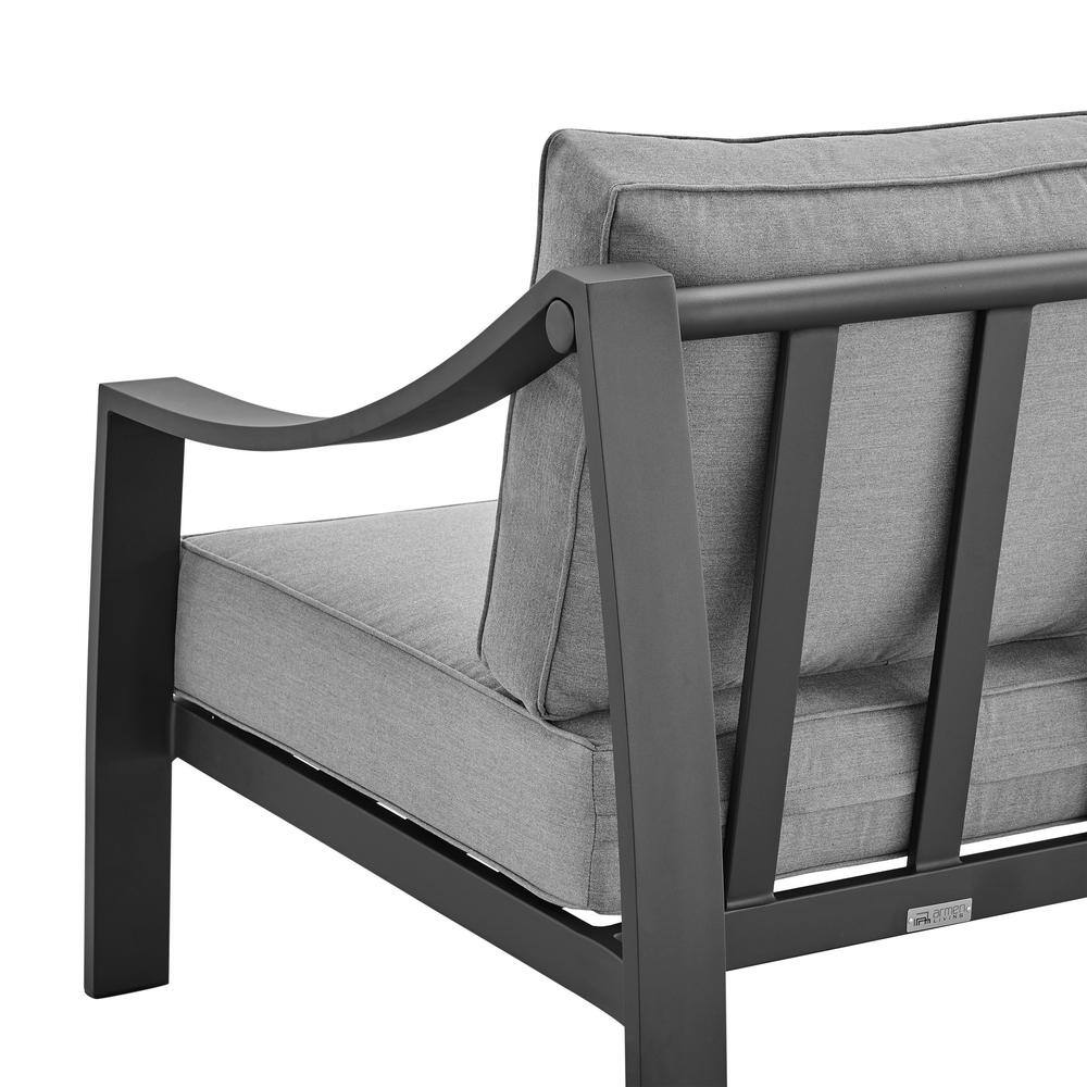 Koda Black Aluminum Outdoor Chair with Gray Cushions