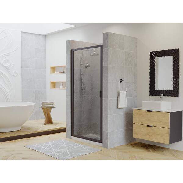 Coastal Shower Doors Paragon 24 in. to 24.75 in. x 70 in. Framed Continuous Hinged Shower Door in Matte Black with Aquatex Glass