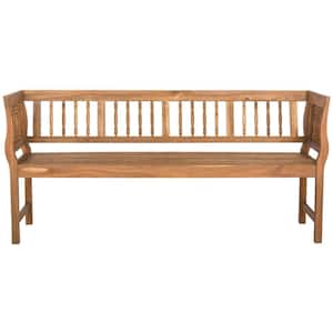 Brentwood 68.1 in. 3-Person Teak Brown Acacia Wood Outdoor Bench