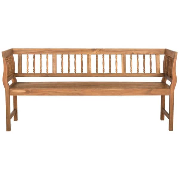 SAFAVIEH Brentwood 68.1 in. 3-Person Teak Brown Acacia Wood Outdoor Bench