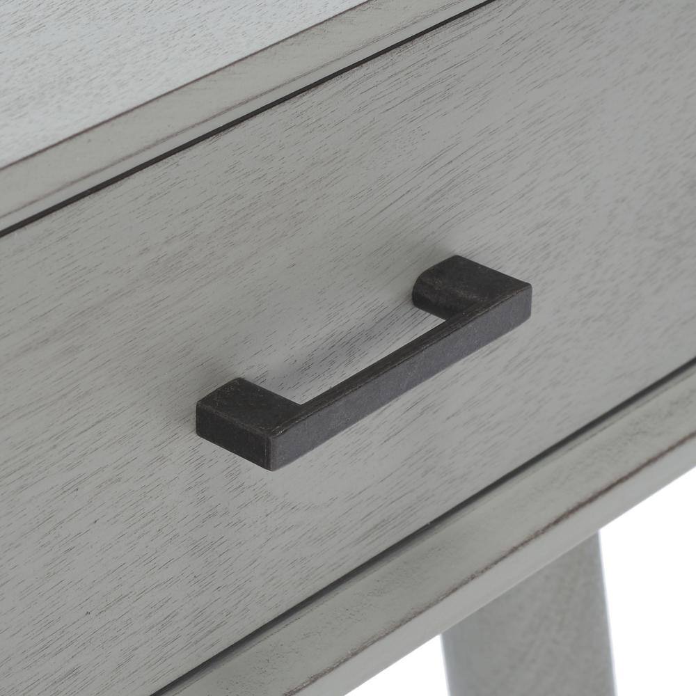 Distressed Grey Wood Mid-Century Writing Desk with Drawer