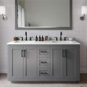 Miranda 60 in. W x 22 in. D x 33.75 in. H Double Bath Vanity in Dark Gray with Giotto Quartz Top