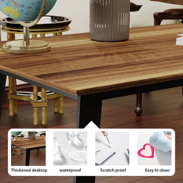 FUFU&GAGA 54.3 in. Reversible L-Shaped White Wood Writing