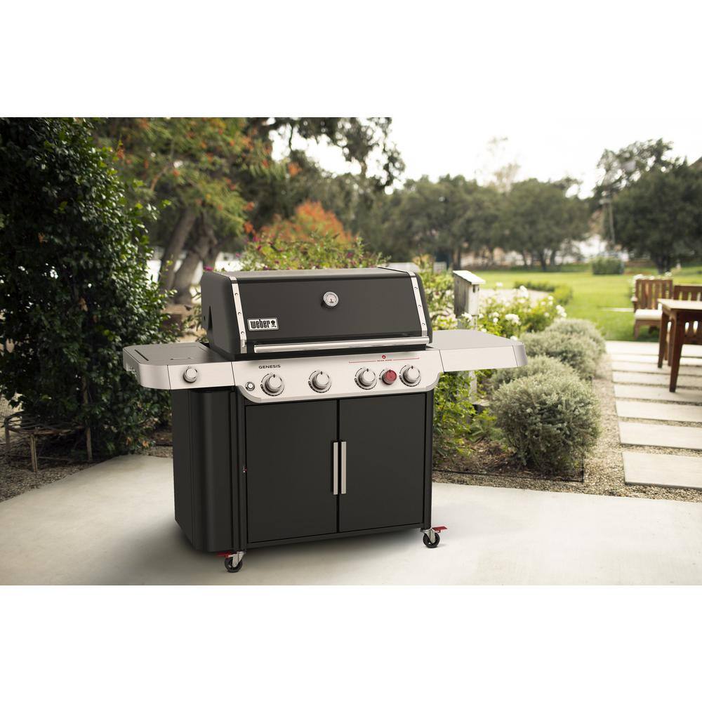 Genesis E-435 Black Liquid Propane Gas Grill with Stainless Steel Accents