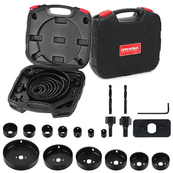 HYCHIKA Max Size 6 in. and Min Size 3/4 in. Hole Saw Set with Storage Box, Saw Blades, Mandrels, Drill Bits (19-Piece)