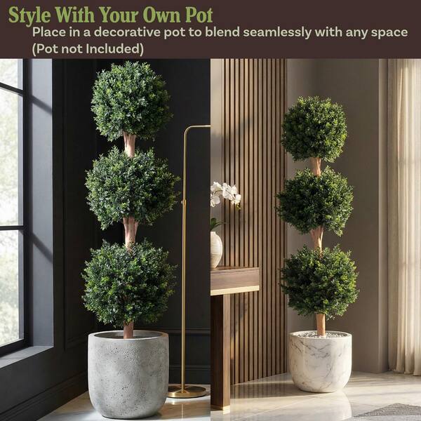 Pure Garden 5 ft. Artificial Triple Ball Hedyotis Tree HW1500006
