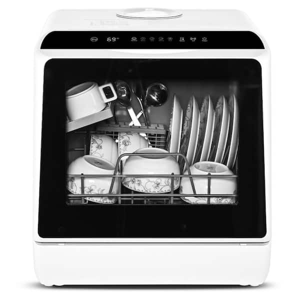 16.5 in. LED Touch Control Countertop Dishwasher in White with 3-Cycles 40 dBA, Portable, 6-Modes