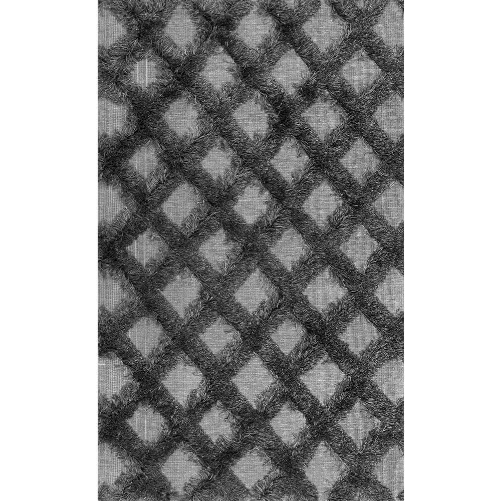 nuLOOM Francene Moroccan Trellis Shag Dark Gray 5 ft. x 8 ft. Area Rug