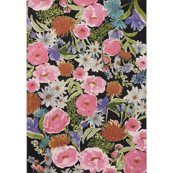 LOLOI II Botanical Black/Multi 2 ft. - 5 in. x 11 ft. - 2 in. Indoor/Outdoor Polypropylene Area Rug