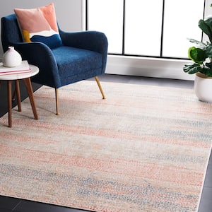 Madison Ivory/Blue Rust 2 ft. x 9 ft. Abstract Striped Runner Rug