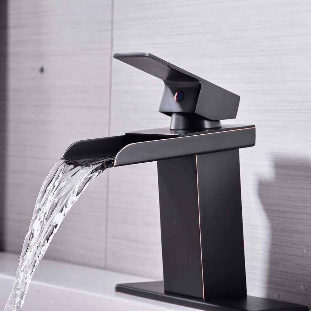 Oil-Rubbed Bronze Single-Handle Waterfall Bathroom Faucet