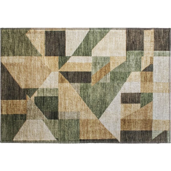Mayfield Premium Machine Washable Abstract AMF2365 Fern 2 ft. x 3 ft. Accent Rug