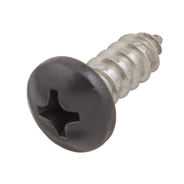 #10 x 1/2 in. Black Stainless Steel Phillips Pan Head Standard Sheet Metal Screw (20-Pack)