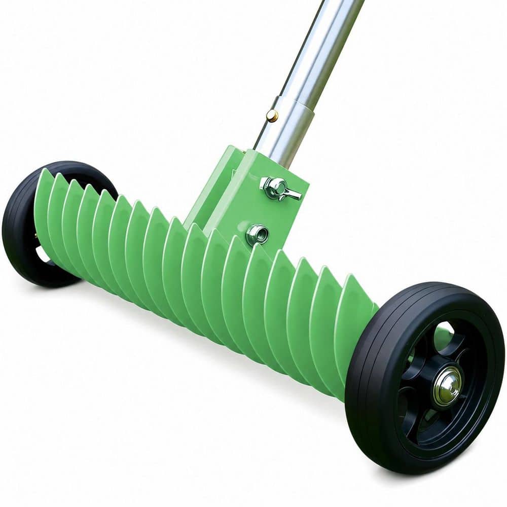 Misopily 38-68 in. Stainless Steel Handle Lawn Rake with Steel Tines ...