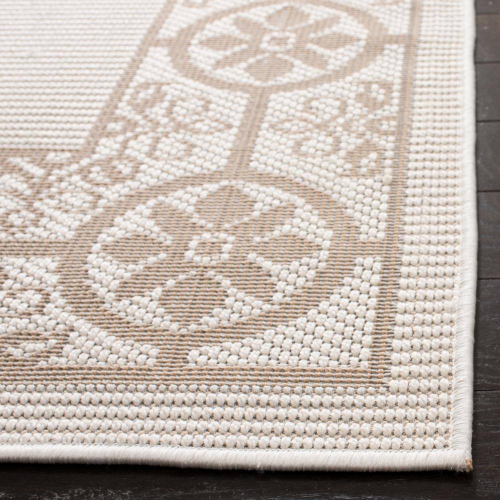 Elegant Beige 80" Square Easy-Care Synthetic Area Rug