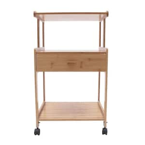 Wood Color Rolling 3-Tier Bamboo Printer Stand Cart Shelving Unit (18.11 in. W x 31.49 in. H x 14.76 in. D)