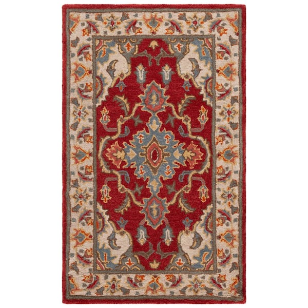 Antiquity 4 ft. x 6 ft. Red/Gray Traditional Medallion Area Rug