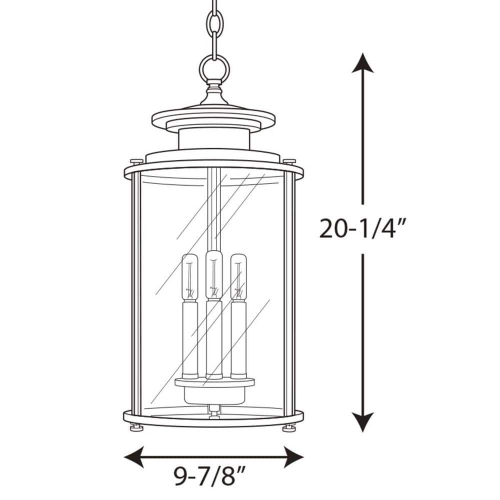 Antique Bronze and Glass 3-Light Indoor/Outdoor Pendant
