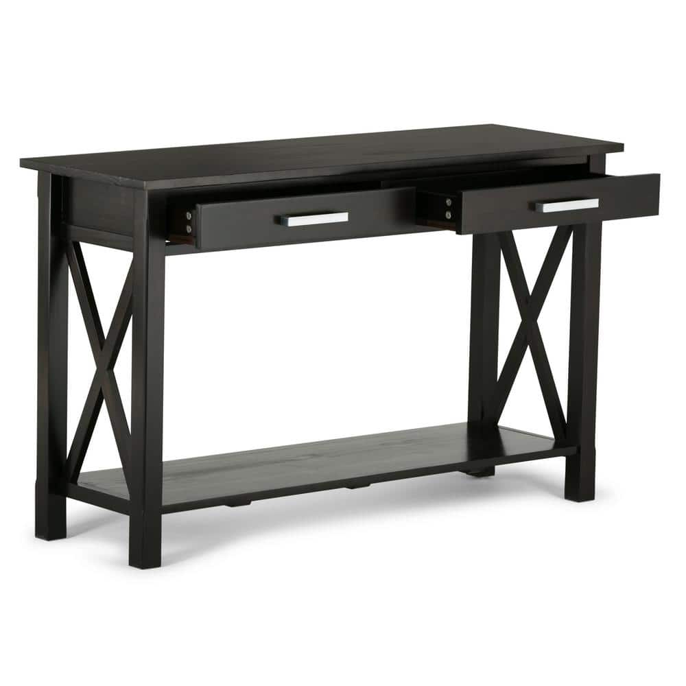 Hickory Brown Solid Wood Console Table with Storage