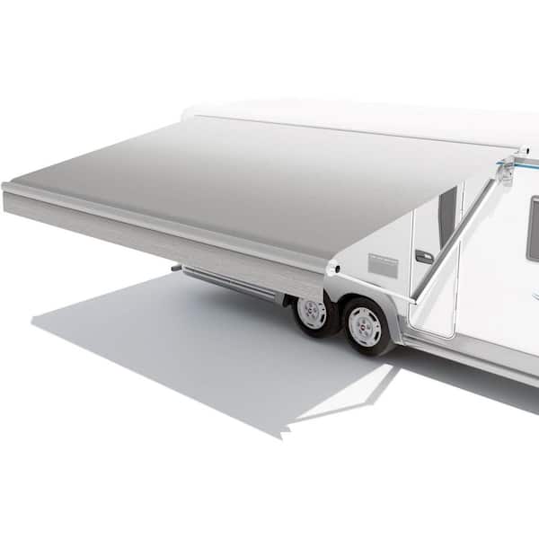 19 ft. Heavy Duty Vinyl Motorized Camper Trailer Awning Replacement Weatherproof Outdoor RV Canopy Grey Fade