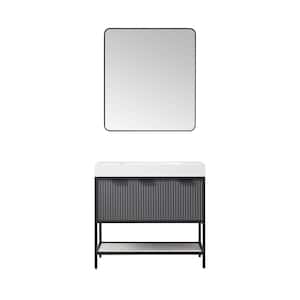 Marcilla 36 in. W x 20 in. D x 34 in. H Single Sink Bath Vanity in Grey with White Integral Sink Top and Mirror