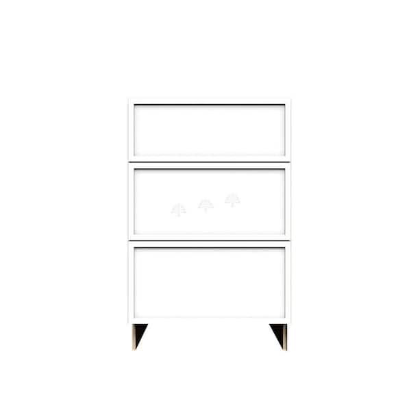 Slim Shaker 21 in. 3-Drawer Base Bath Vanity Cabinet without Top in White Assembled