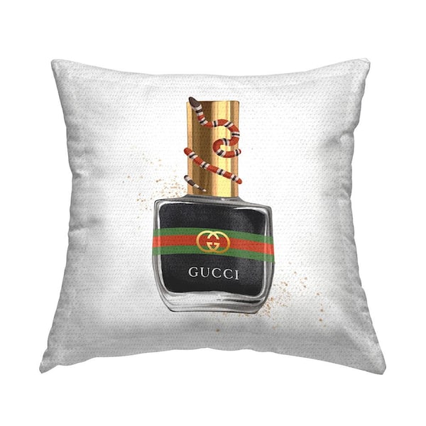 Stupell Industries Glam Brand Fashion Nail Polish Black Square Outdoor Throw Pillow