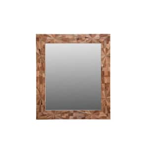 40 in. W x 46 in. H Brown Solid Wood Geometric Starburst Framed Accent Mirror