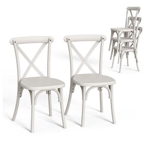 Karl home Plastic Outdoor Dining Chair in White (Set of 2)