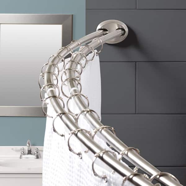 Rustproof 72 in. High-Grade Stainless Steel Dual Mount Double Curved Shower Rod in Brushed Nickel