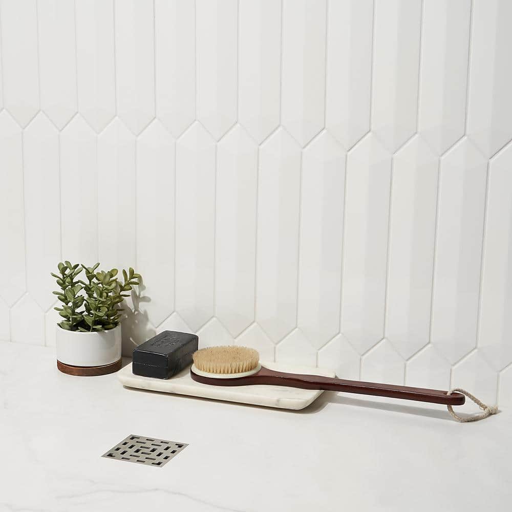 White Polished Ceramic Hexagonal Wall Tile, 3x13 inches