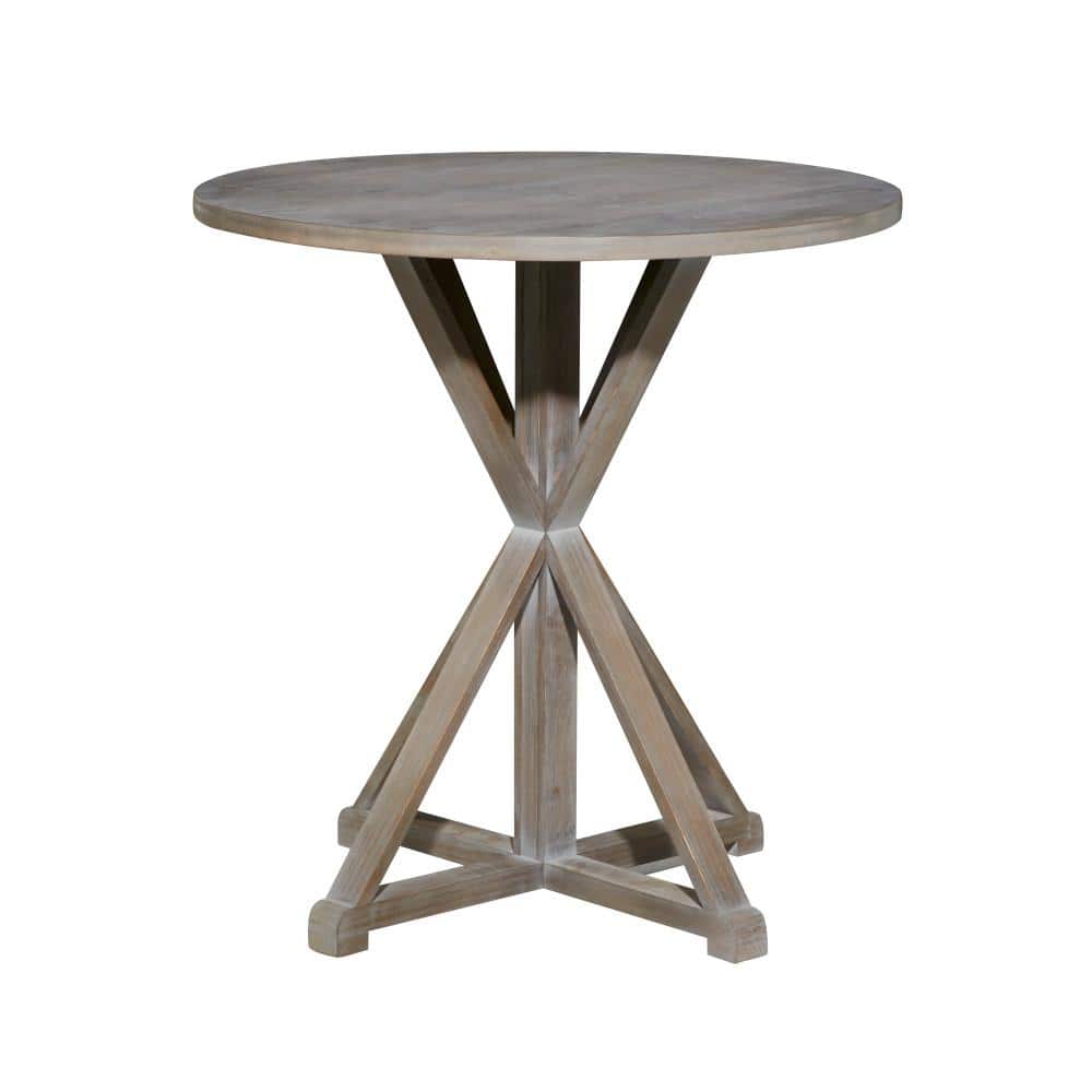 Rustic Brown Solid Wood Round Accent Table 31" Height