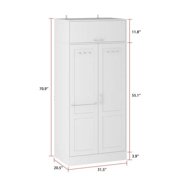 FUFU&GAGA 47.2 in. W x 15.7 in. D x 23.6 in. H Bathroom Storage Wall Cabinet  in White with Hanging Rod and Adjustable Shelves THD-KF020390-01 - The Home  Depot