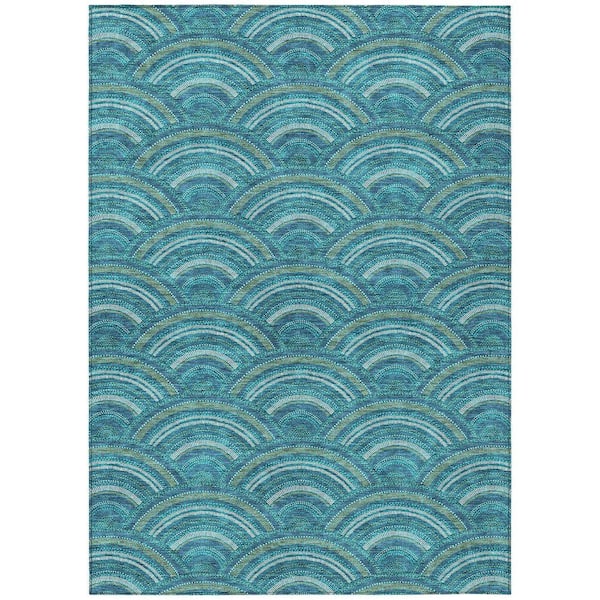 Chantille Machine Washable Indoor/Outdoor Abstract ACN984 Teal 2 ft. 6 in. x 3 ft. 10 in. Area Rug