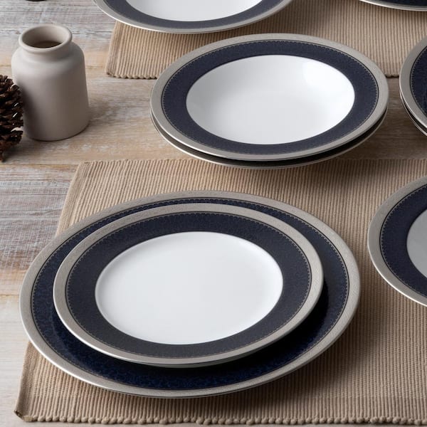 Vintage Enamel Plates, Cobalt Blue / White Color Plates, Enamel Deep  Service Plates, 2 PCS Service Dishes, Country Home Decor Kitchen Dishes 