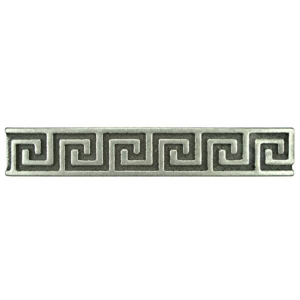 Merola Tile Contempo Greek Key Pewter Liner 6 in. x 1 in. Metallic Wall Trim Tile