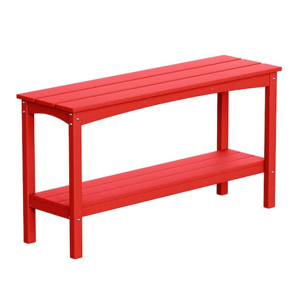 WESTIN OUTDOOR Laguna Outdoor Patio Bar Console Table with Storage Shelf Red
