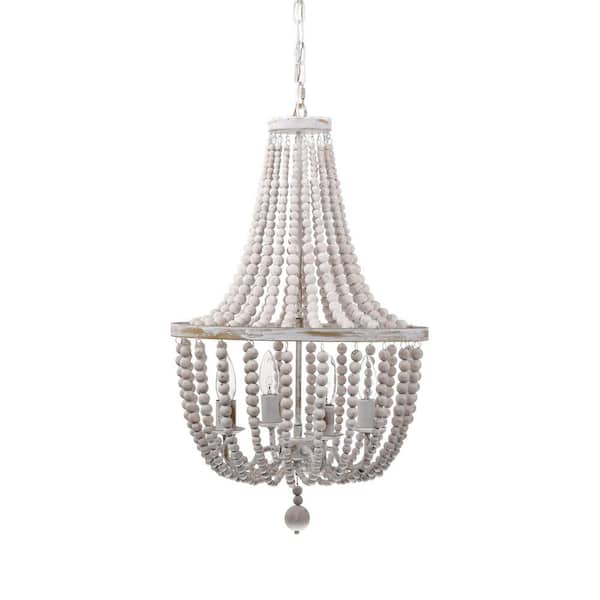 Warehouse of Tiffany Samsa 16 in. 4-Light Indoor Weathered White and Matte Gold Chandelier with Light Kit