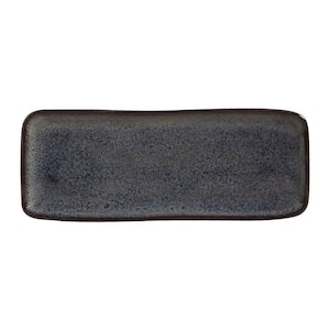 12.99 in. Titanium Dark Blue Stoneware Rectangular Platter Medium Organic (Set of 4)