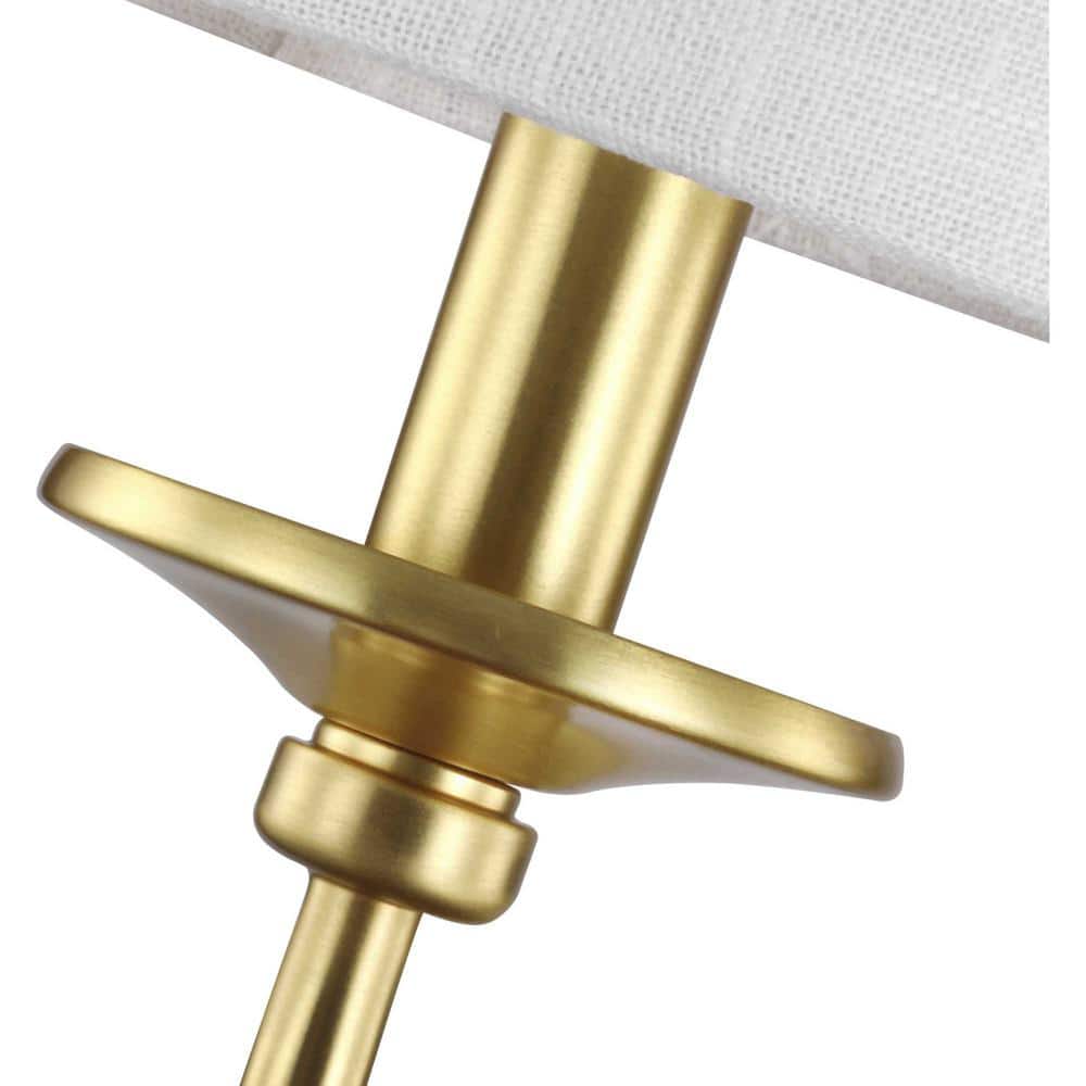 Satin Brass Dual Arm Linen Shade Wall Sconce