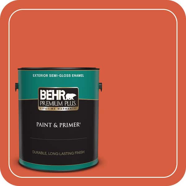 BEHR PREMIUM PLUS 1 gal. #200B-7 Fireglow Semi-Gloss Enamel Exterior Paint & Primer