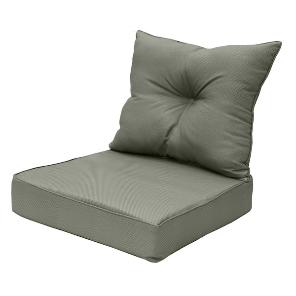 OUTDOOR DECOR BY COMMONWEALTH 24 in. x 24 in. Sunny Citrus Outdoor Cushion Chair Cushion With Back in Grey - Includes 1-Cushion Set (Back and Seat)