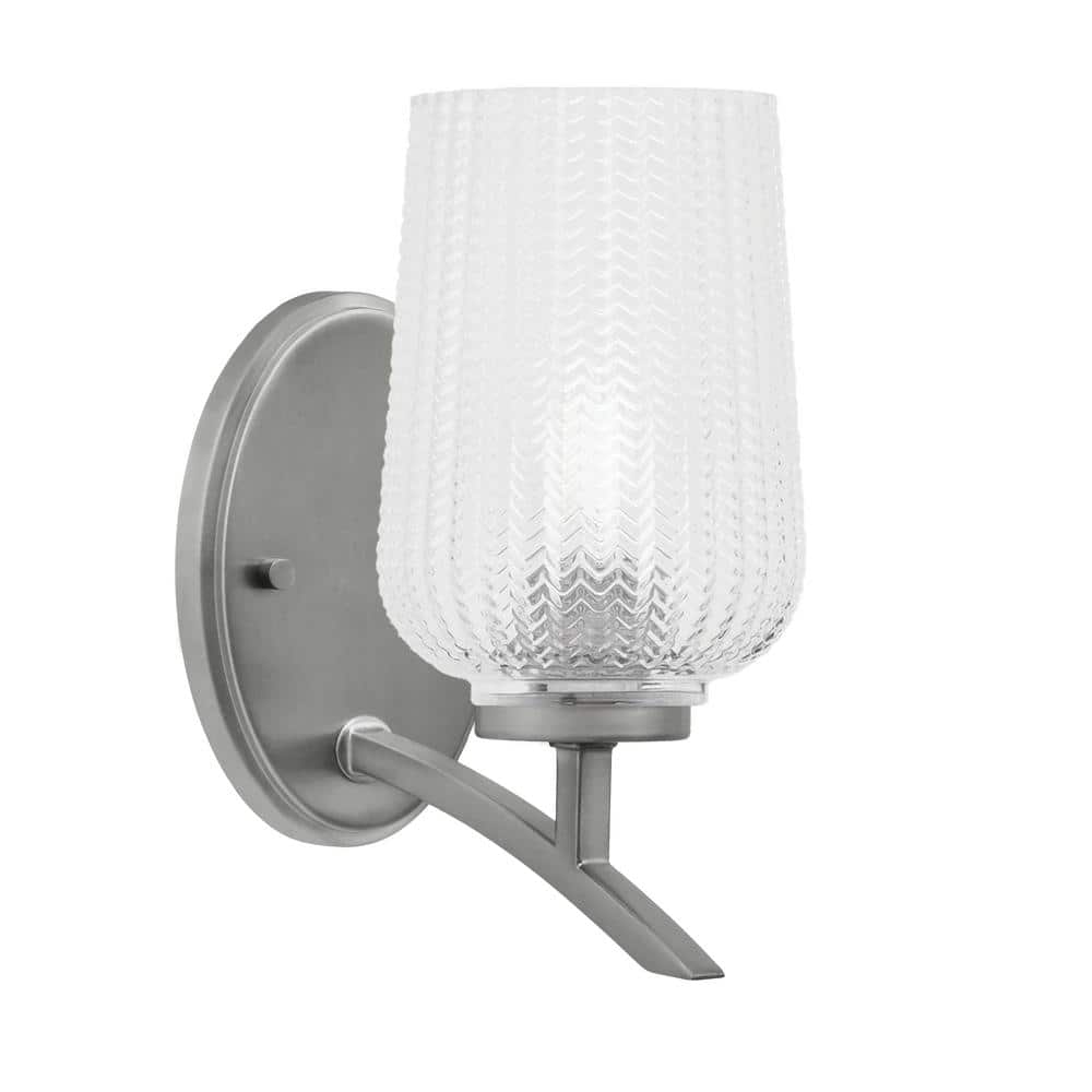 Siena 5 in. 1-Light Graphite Sconce with 5 in. Clear Textured Glass Shade N
