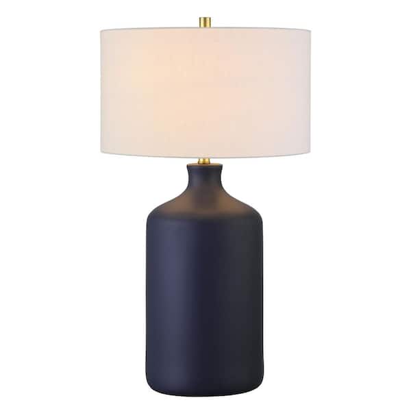 Meyer&Cross Sloane 29 in. Matte Navy Indoor Ceramic Table Lamp with Fabric Shade