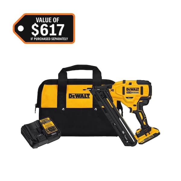 20V MAX XR Lithium-Ion Cordless 2-1/2 in. 15-Gauge Finish Nailer Kit with 2.0Ah Battery, Charger and Contractor Bag