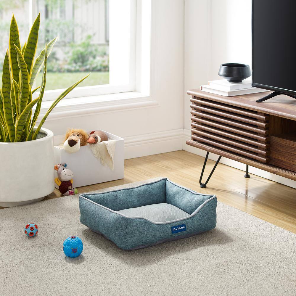Teal and Gray Polyester Elevated Outdoor Pet Bed, X-Small