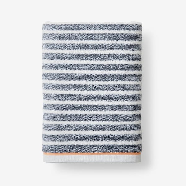 The Company Store Company Cotton Melange Stripe Reversible Smoke Gray Cotton Bath Towel